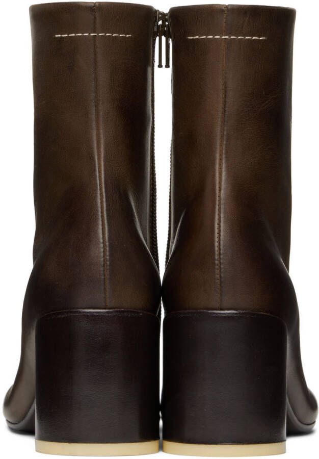MM6 Maison Margiela Brown Anatomic Ankle Boots