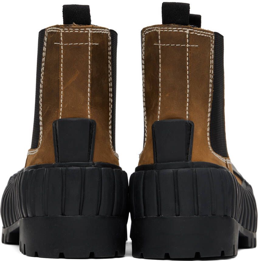 MM6 Maison Margiela Brown Chunky Chelsea Boots