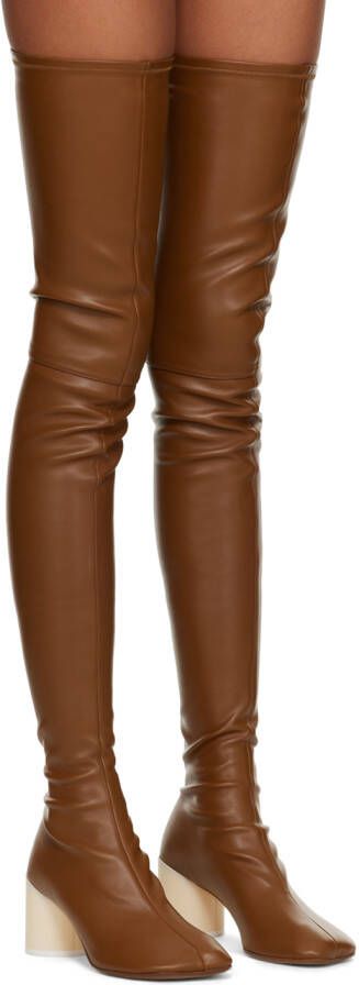 MM6 Maison Margiela Brown Faux-Leather Tall Boots
