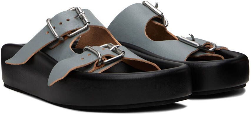 MM6 Maison Margiela Gray & Black Sunken Buckle Sandals