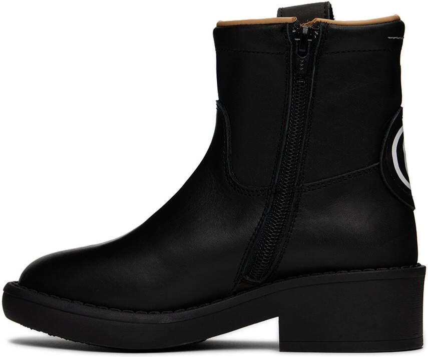 MM6 Maison Margiela Kids Black Leather Zip-Up Boots