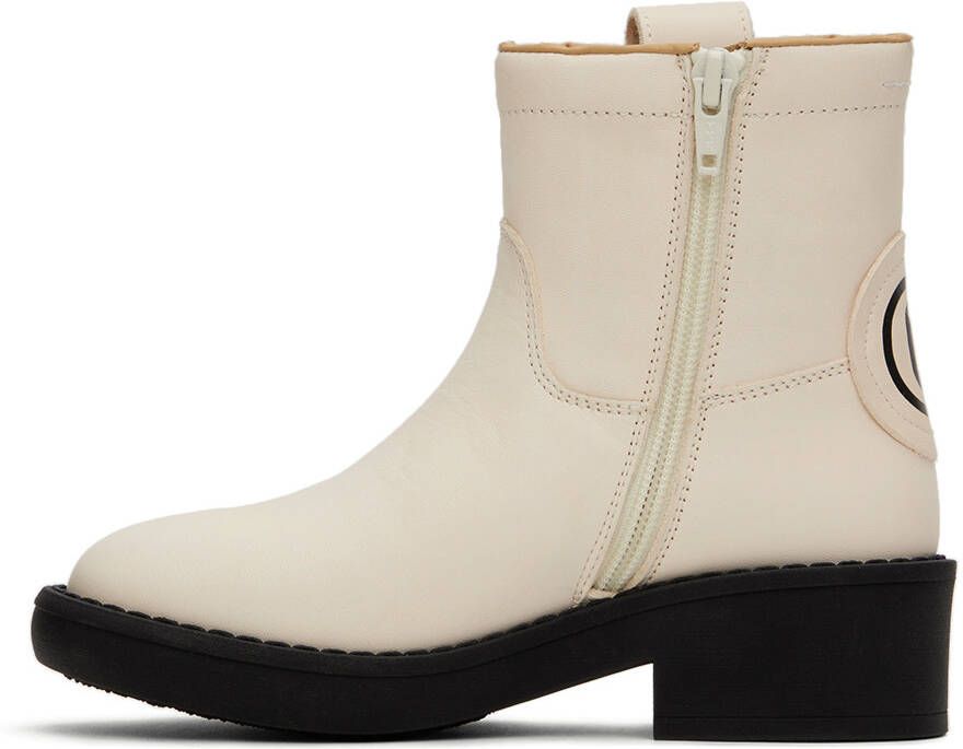 MM6 Maison Margiela Kids Off-White Leather Boots