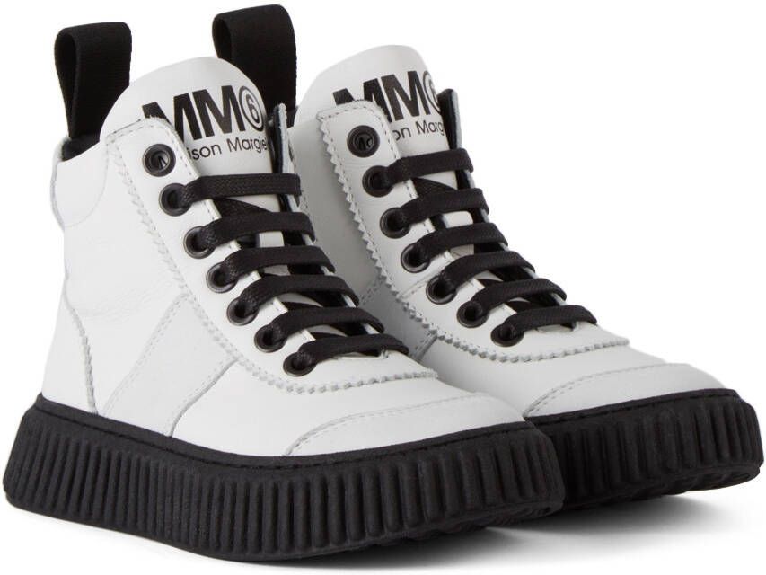MM6 Maison Margiela Kids White & Black Logo Boots