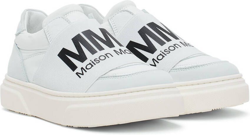 MM6 Maison Margiela Kids White & Grey Elastic Logo Sneakers