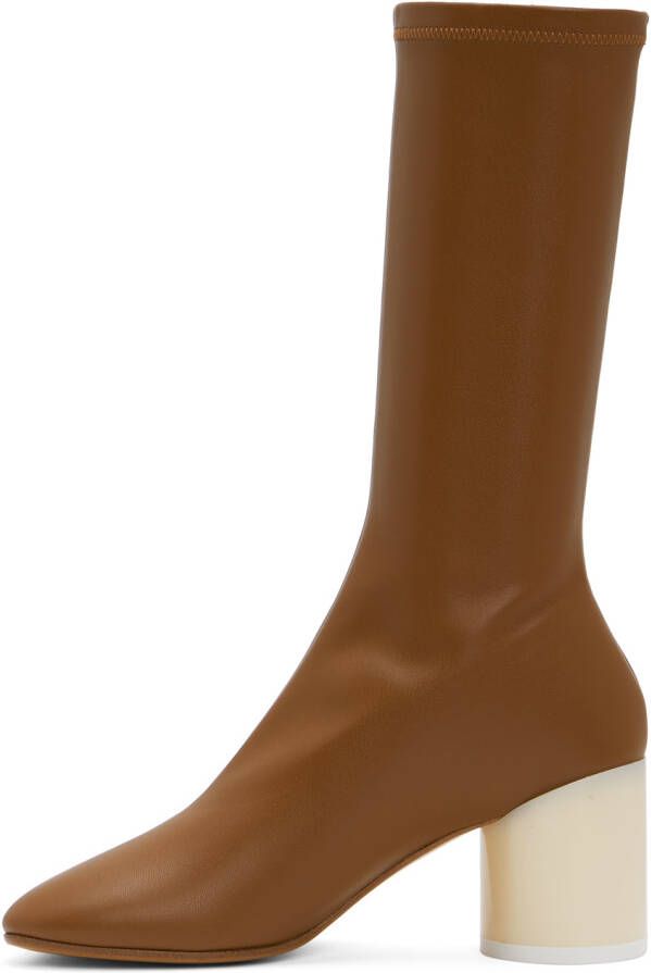 MM6 Maison Margiela Tan Calfskin Mid-Calf Boots