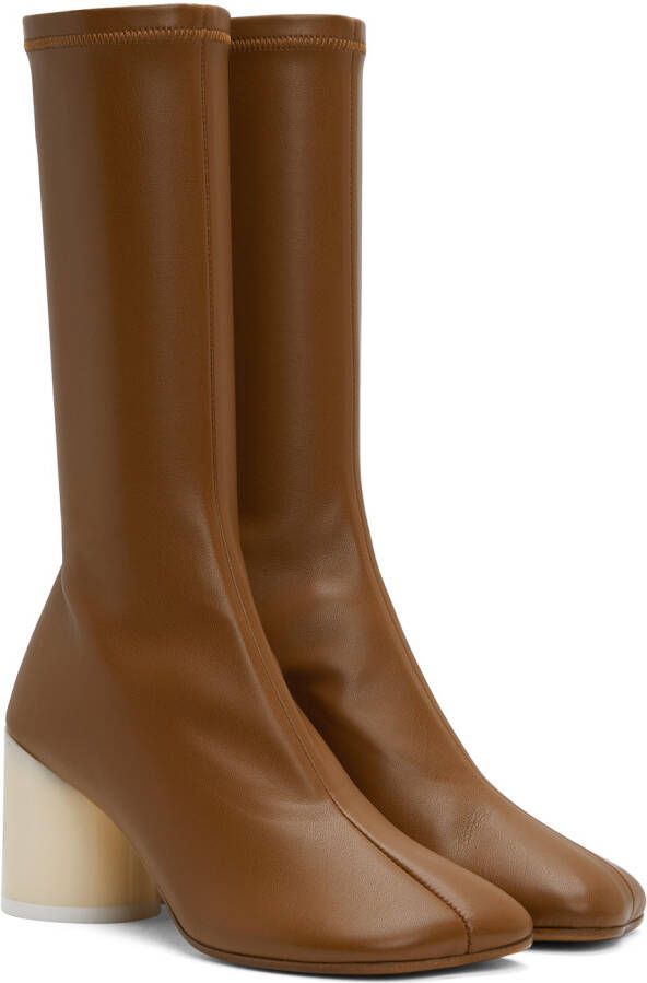 MM6 Maison Margiela Tan Calfskin Mid-Calf Boots