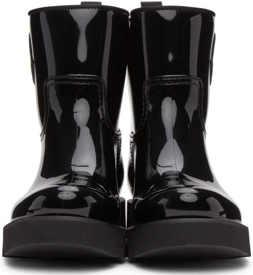 Moncler Black Shiny Rubber Ginette Rain Boots