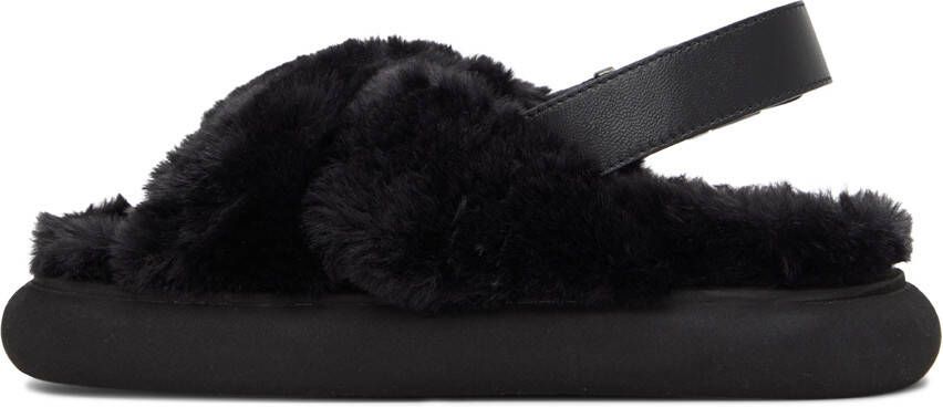 Moncler Black Solarisse Faux-Fur Sandals