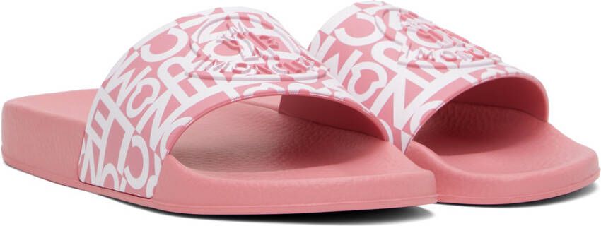 Moncler Pink Embossed Slides