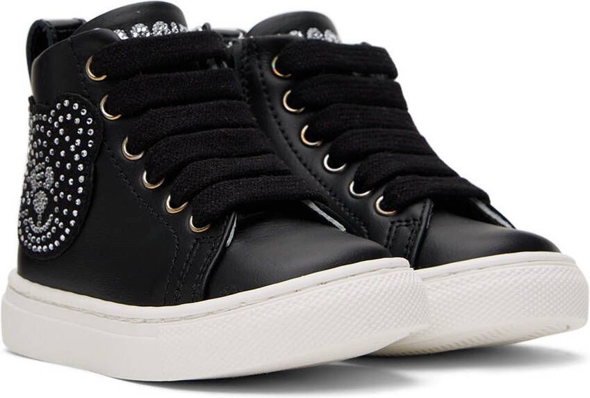 Moschino Baby Black Crystal Teddy High Sneakers