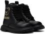 Moschino Baby Black Teddy Embroidery Combat Boots - Thumbnail 4