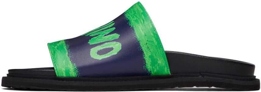 Moschino Black & Green Logo Sandals