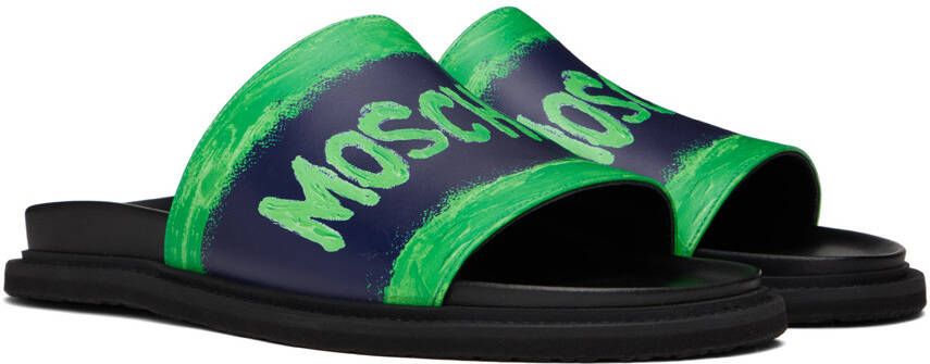 Moschino Black & Green Logo Sandals