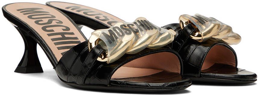 Moschino Black Chain Heeled Sandals