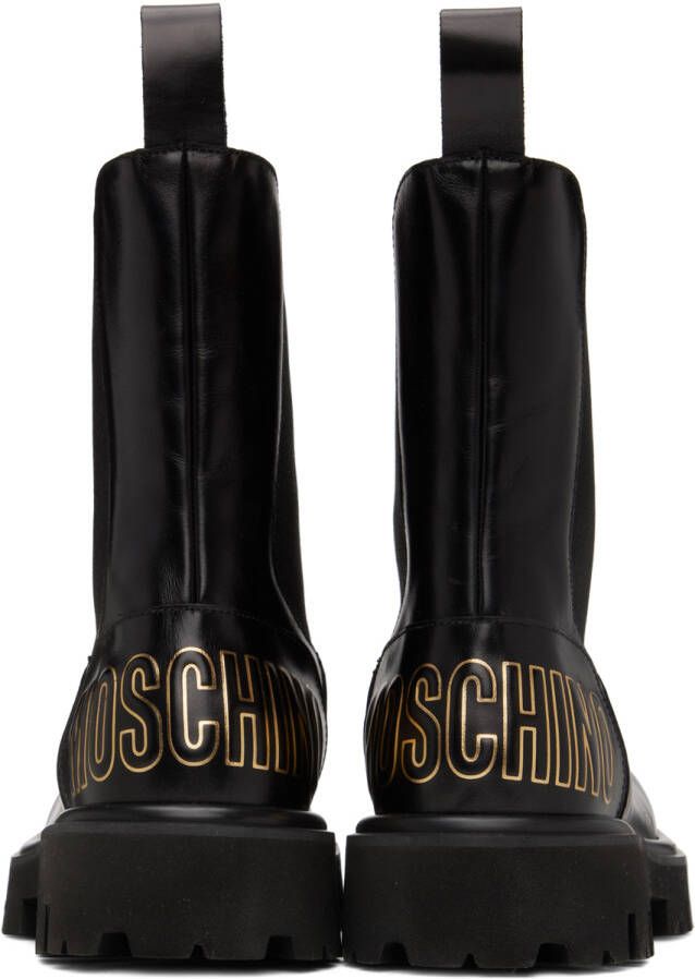 Moschino Black Combat Chelsea Boots