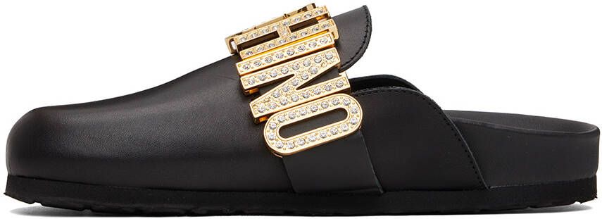 Moschino Black Crystal-Cut Loafers