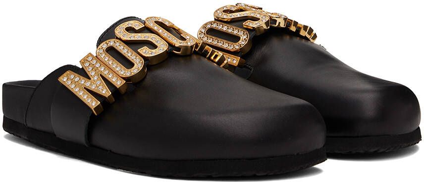 Moschino Black Crystal-Cut Loafers