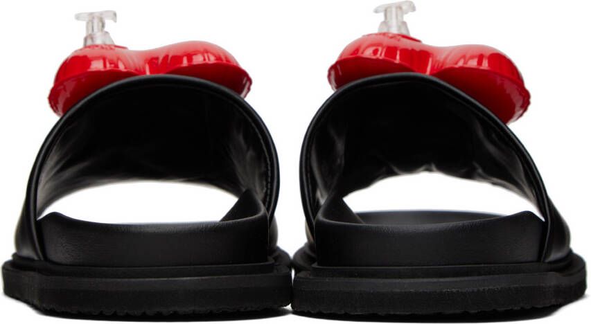 Moschino Black Inflatable Heart Slides