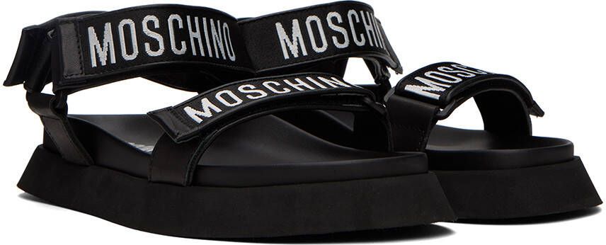 Moschino Black Jacquard Logo Sandals