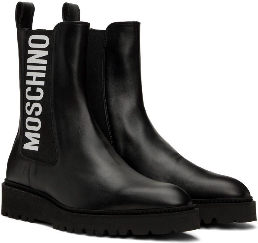 Moschino Black Logo Chelsea Boots