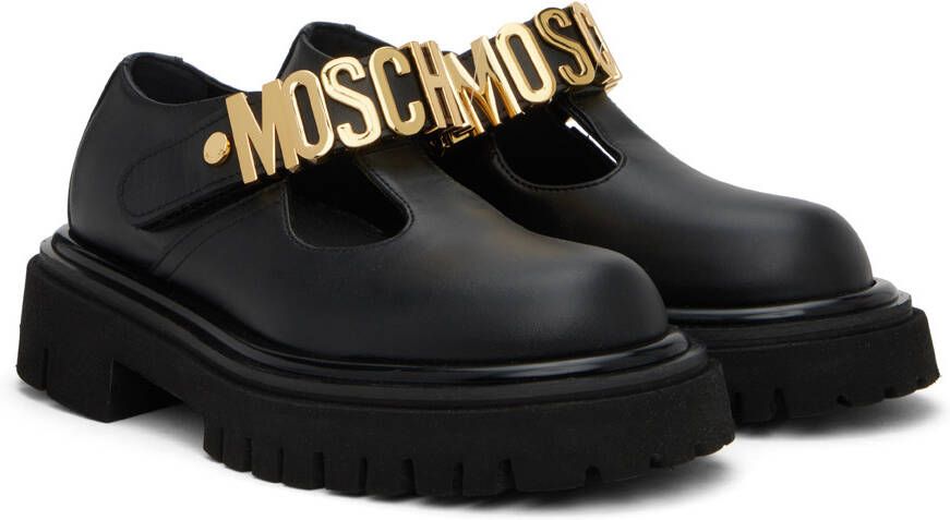 Moschino Black Logo Plaque Loafers
