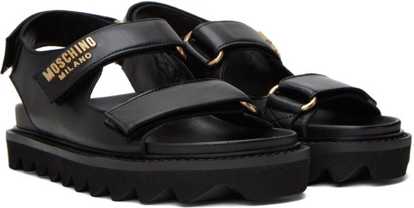 Moschino Black Logo Platform Sandals