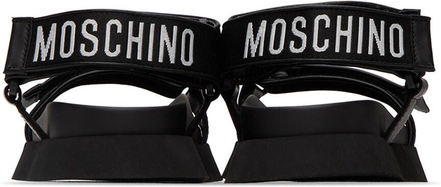 Moschino Black Logo Tape Sandals