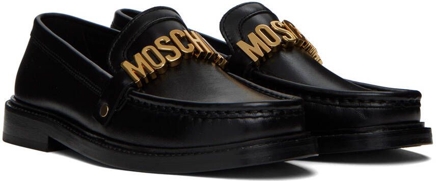Moschino Black Polished Calfskin Loafers
