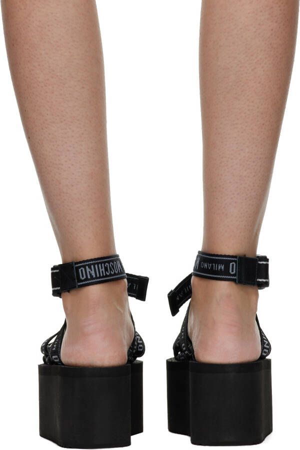 Moschino Black Tape Platform Sandals