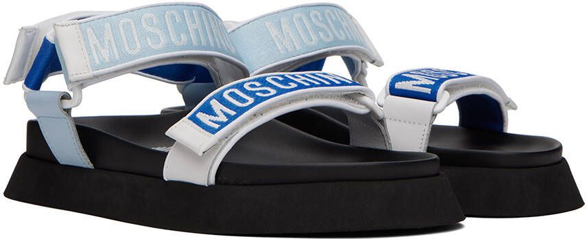 Moschino Blue Jacquard Logo Sandals