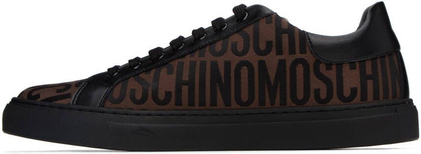 Moschino Brown & Black All-Over Logo Sneakers