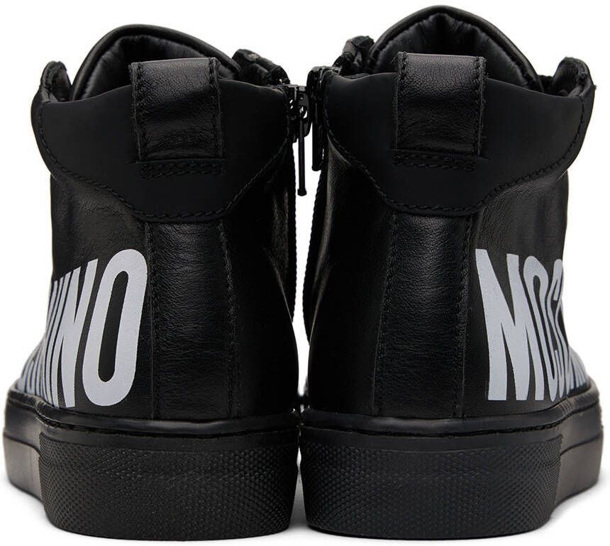Moschino Kids Black Leather High Sneakers