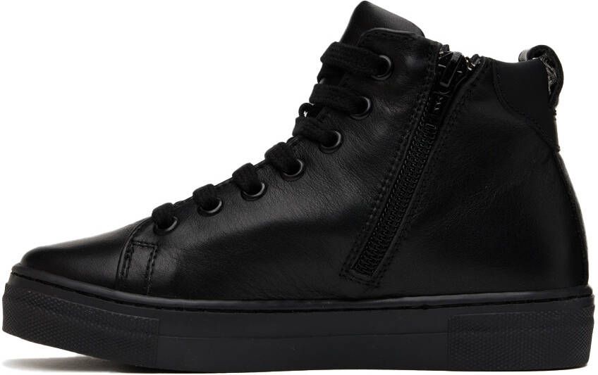 Moschino Kids Black Leather High Sneakers