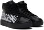 Moschino Kids Black Leather High Sneakers - Thumbnail 4