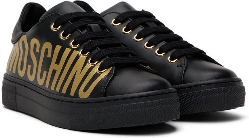 Moschino Kids Black Leather Sneakers