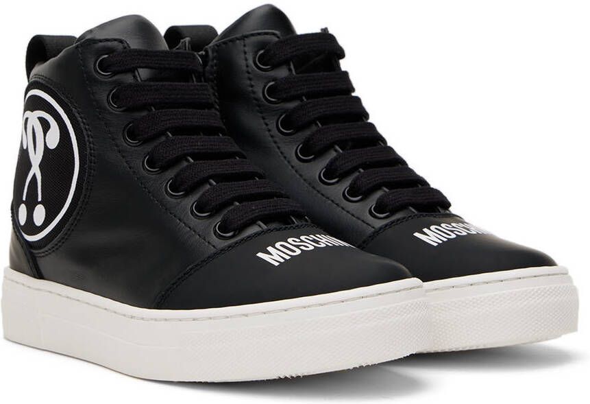 Moschino Kids Black Patch High Sneakers