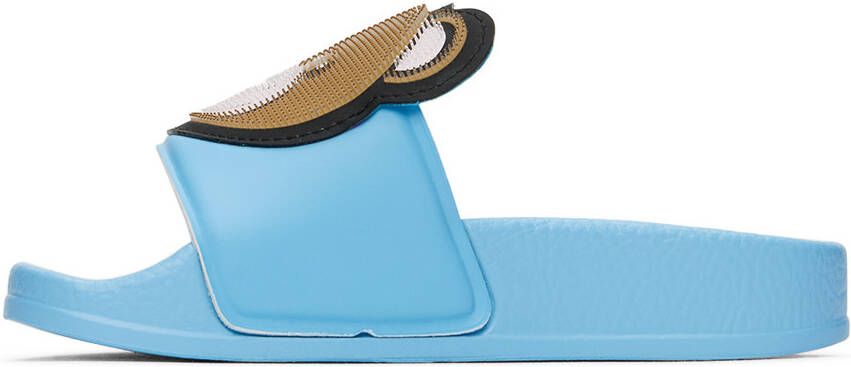 Moschino Kids Blue 3D Teddy Slides