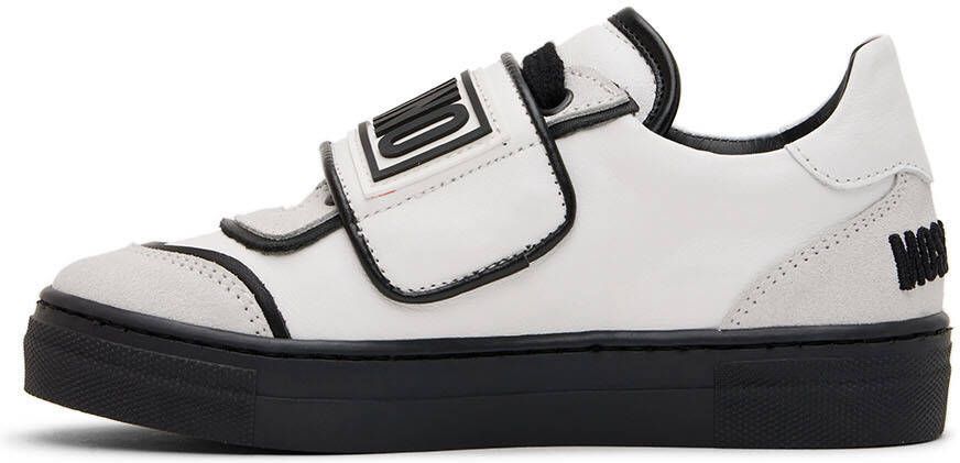 Moschino Kids White & Black Leather Sneakers