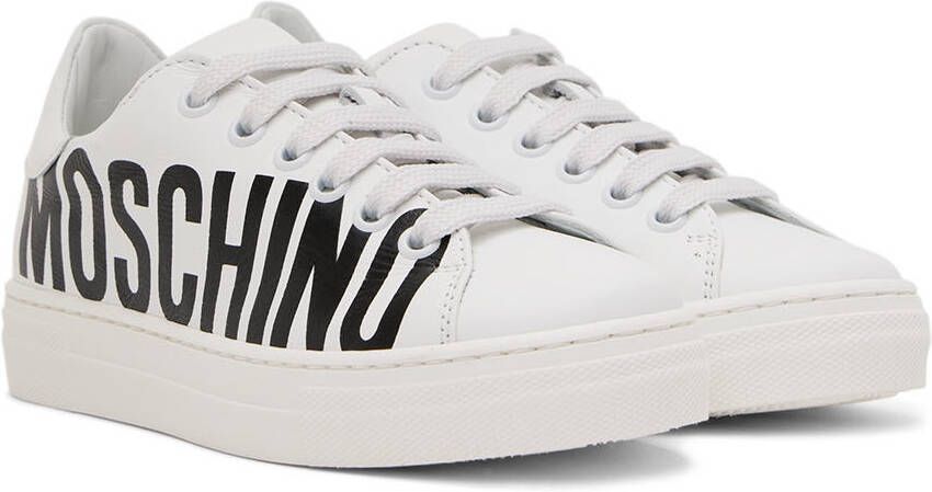 Moschino Kids White Leather Sneakers