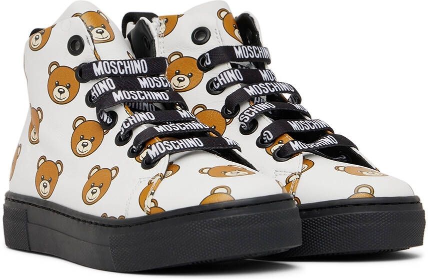 Moschino Kids White Teddy Print Sneakers