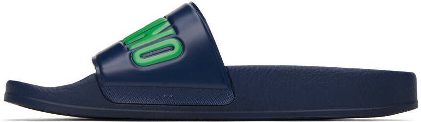 Moschino Navy Embossed Sandals