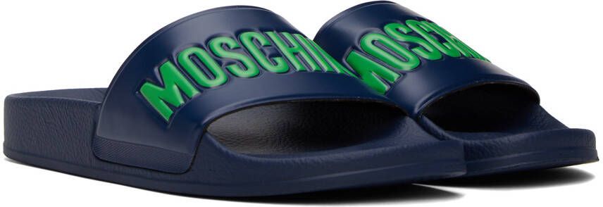 Moschino Navy Embossed Sandals