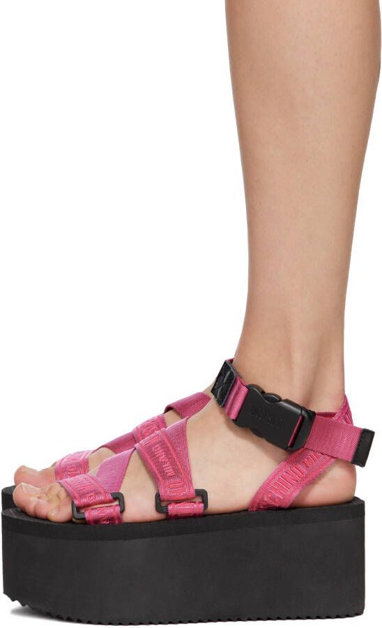 Moschino Pink Logo Platform Sandals