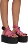 Moschino Pink Logo Tape Wedge Sandals - Thumbnail 4