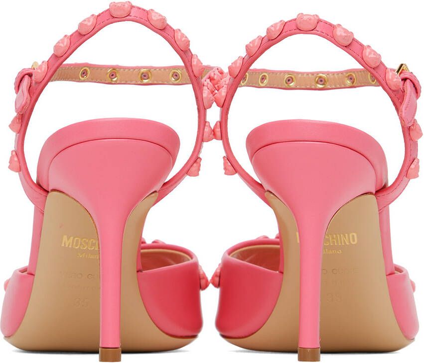 Moschino Pink Teddy Studs Heeled Sandals