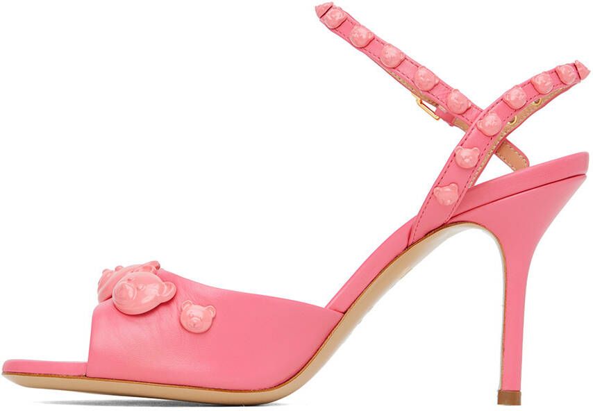 Moschino Pink Teddy Studs Heeled Sandals