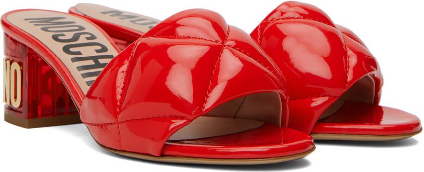 Moschino Red Quilted Mules