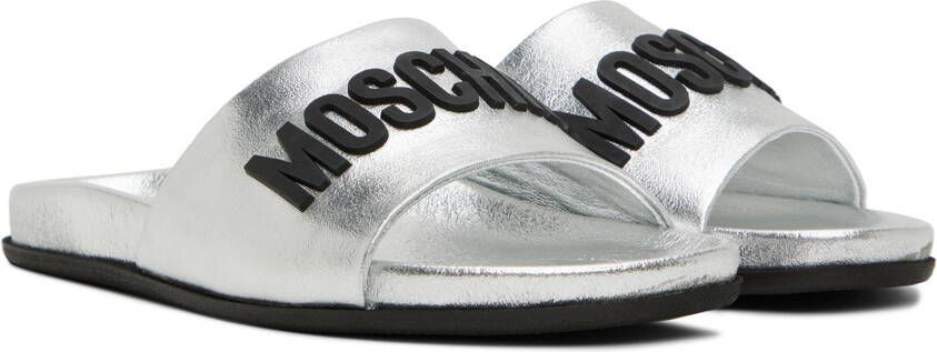 Moschino Silver Logo Slides