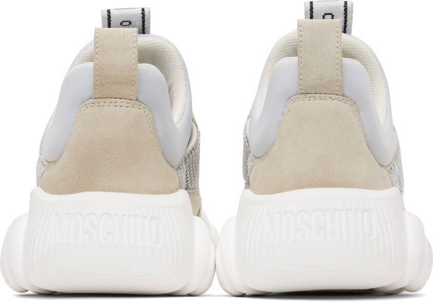 Moschino White & Beige Teddy Sneakers