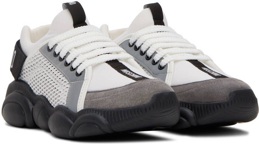Moschino White & Gray Teddy Sneakers